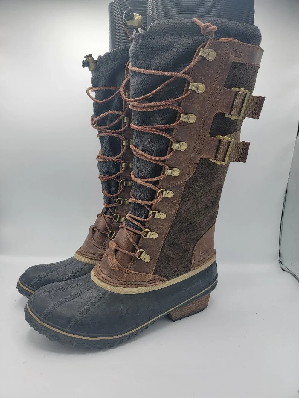 Sorel Women's Brown and Black Tall Lace-Up Winter Boots